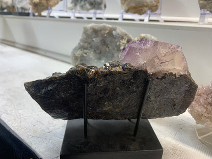 Back view of Elmwood Mine fluorite and sphalerite mineral specimen