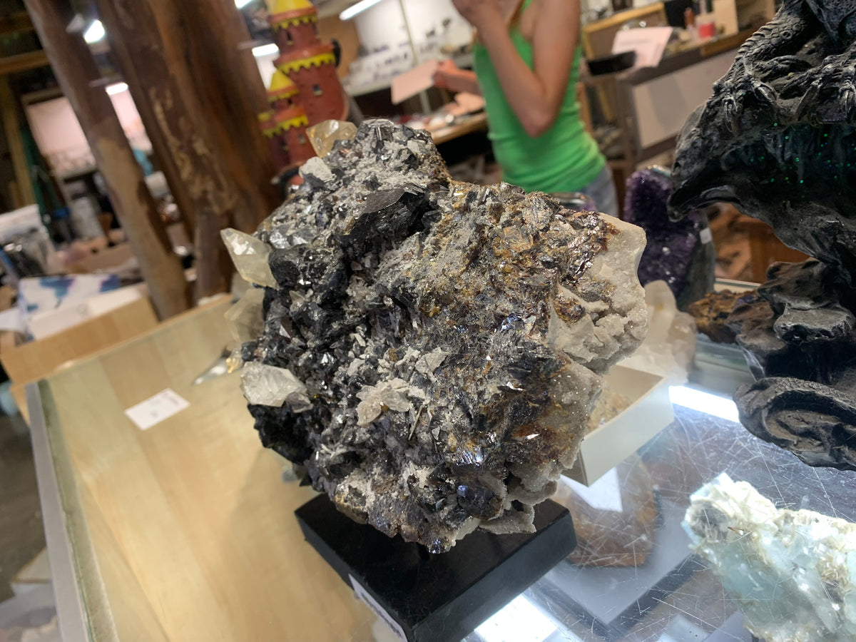 Elmwood Mine Sphalerite with Stellar Beam Calcite – 3,984 g