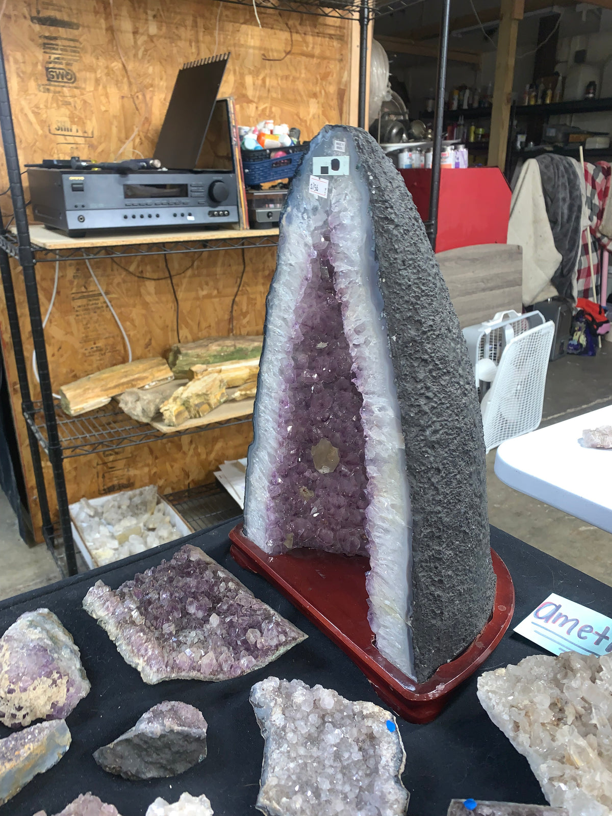 Opposite side view of one-of-a-kind amethyst cathedral geode