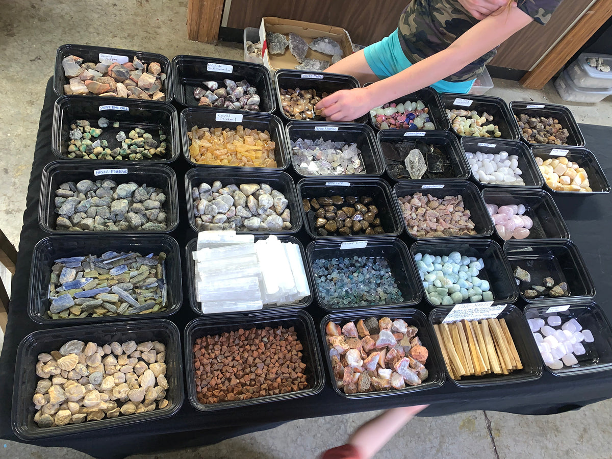 Natural polished stones in assorted colors and mineral varieties available individually at Earthforged.
